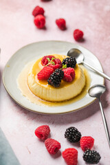 Creme caramel, flan, or caramel pudding is a custard dessert