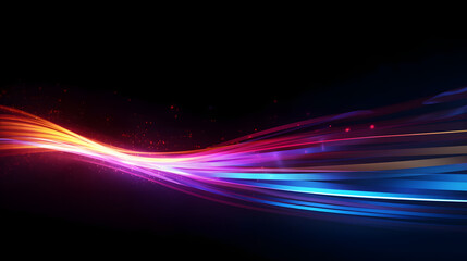 Colorful light trails with motion effect. Illustration of high speed light effect on black background.