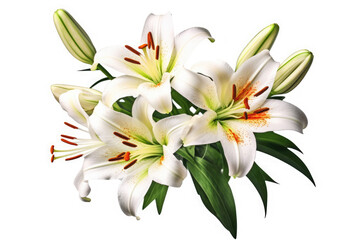 Fototapeta na wymiar Lily Flower Tropical Garden Nature on White background, HD