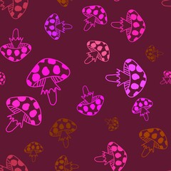 Summer cartoon seamless mushrooms pattern for wrapping paper and fabrics and linens and kids notebooks