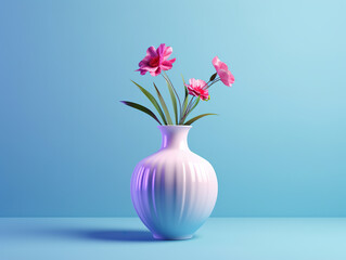 A white vase with pink flowers in it. Generative AI.