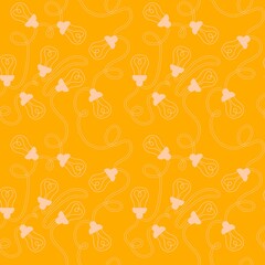 Cartoon illumination seamless light bulbs pattern for wrapping paper and fabrics and linens and festive