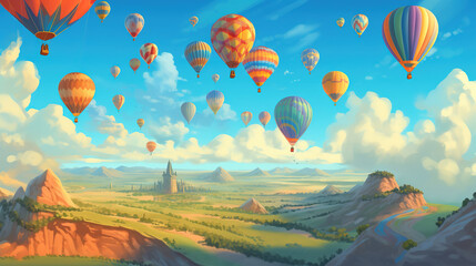 Fototapeta premium Hot air balloon in beautiful sky