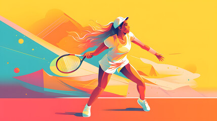 Vibrant and Playful Pickleball Colorful Illustration. Table Tennis. Padel. Sport. Wallpaper banner. Generative AI