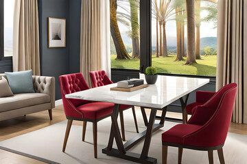 a whimsical coffeehouse where a marble-patterned table steals the spotlight against a blurred background with a dreamy blur effect and captivating ambiance