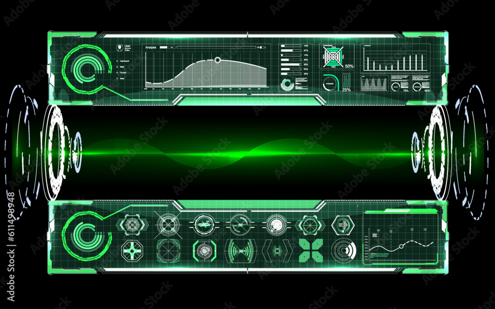 Poster futuristic vector hud interface screen design. digital callouts titles. hud ui gui futuristic user i
