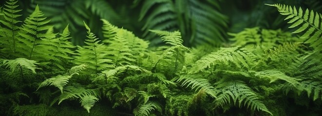 Naklejka na ściany i meble Green fern leaf texture, nature background, tropical leaf