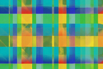 bright checkered background with paint texture on canvas generative ai