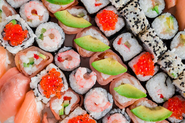 Set of Japanese sushi background