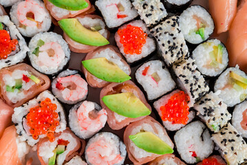 Set of Japanese sushi background