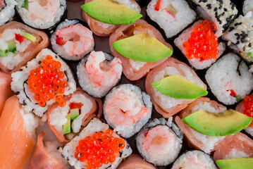 Set of Japanese sushi background