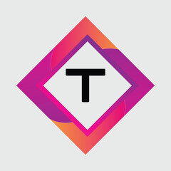 Obraz premium T Letter Logo abstract geometric design vector template Logotype icon Digital Technology style.