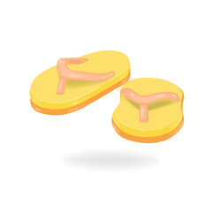 Orange summer flip-flops 3d. Vetor, render 3d