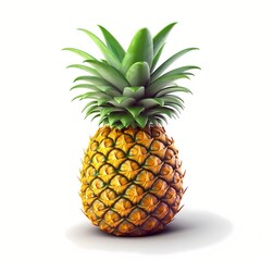 Fototapeta premium Close-up 3d realistic Pineapple, isolated on white background. Generative AI