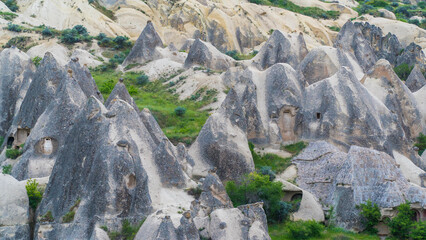 Fairy chimneys in Cappadocia Turkey. Cappadocia landscape. Travel to Turkey. Selective focus included