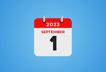 1 September 2023. Icon Calendar. Daily Calendar Ilustration.	