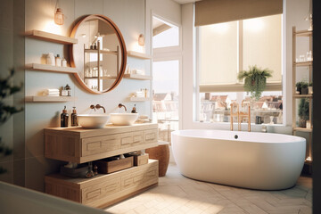 modern bathroom interior,  white
created using generative AI tools