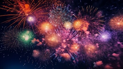 Obraz na płótnie Canvas fireworks in the night sky 4th of july