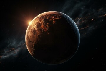 Fototapeta na wymiar An exoplanet in the vastness of space. Generative AI