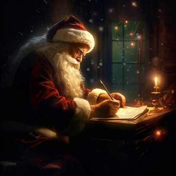 santa claus reading a book