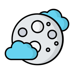 Moon Line Color Icon