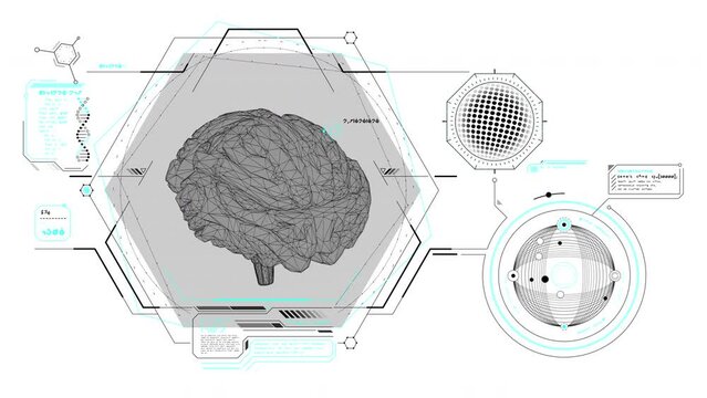 Medical research in an animated alien interface.