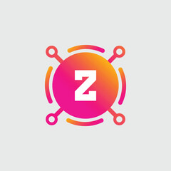 Z Letter Logo abstract geometric design vector template Logotype icon Digital Technology style.