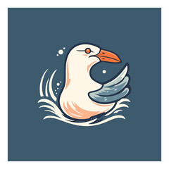 Seagull shaped mascot logo for a seafood company.