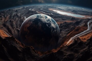 Fototapeta na wymiar Planet within a planet. Generative AI