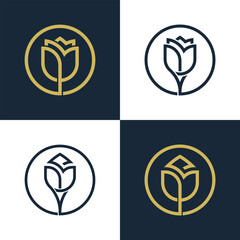Rose Flower Floral Logo Concept symbol icon sign Element Design. Cosmetics, Jewellery, Health Care, Beauty salon, Jewelry, Boutique, Spa, Tulip Logotype. Vector illustration template