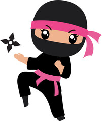 Ninja Girl Pink with star © MyClipArtStore.com