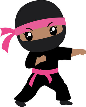African American Ninja Girl Pink punch