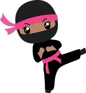 African American Ninja Girl kick