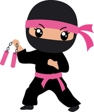 Ninja Girl Pink with nun chucks