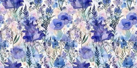 beautiful summer flower tiled background for seamless tiling - Generative AI 