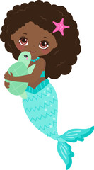  African American, Mermaid, Little Girl, Under the sea