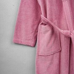 Bathrobe mockup  Empty plush dressing gown with belt mock up, isolated bathroom fashion