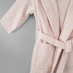 kids Bathrobe mockup  Empty plush dressing gown with belt mock up, isolated bathroom fashion