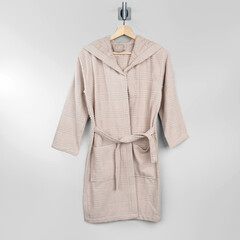 kids Bathrobe mockup  Empty plush dressing gown with belt mock up, isolated bathroom fashion