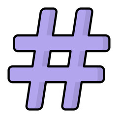 Hashtag Line Color Icon