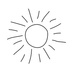 Simple sun icon, doodle style flat vector outline for coloring book