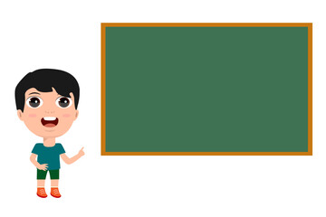 young little boy girl lesson classroom blackboard showing pointing elementary school concept design