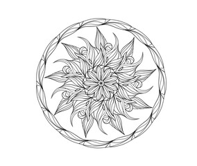 Black and white mandala for coloring flower