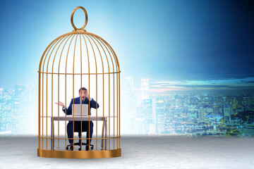 Businessman caught in the cage
