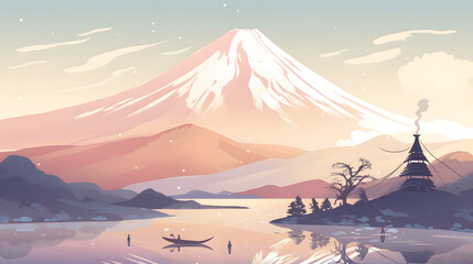 イラスト調の富士山 No.059 | Mount Fuji of Illustration style Generative AI
