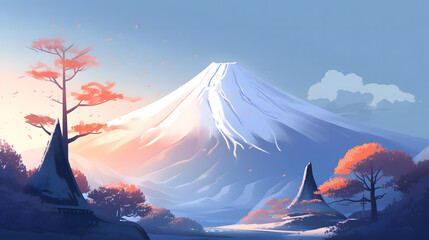 イラスト調の富士山 No.057 | Mount Fuji of Illustration style Generative AI