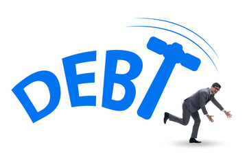 Heavy debt concept with businessman