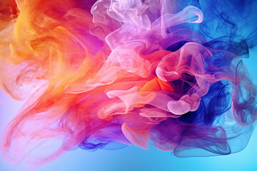 Obraz premium Vivid, colorful swirling smoke background, fun, life, glory. Developed with generative ai