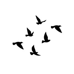 Flying bird silhouette. Vector illustration. a flock of flying birds. tattoo design