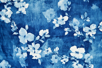 Cyanotype, fabric, background, blue. AI generative